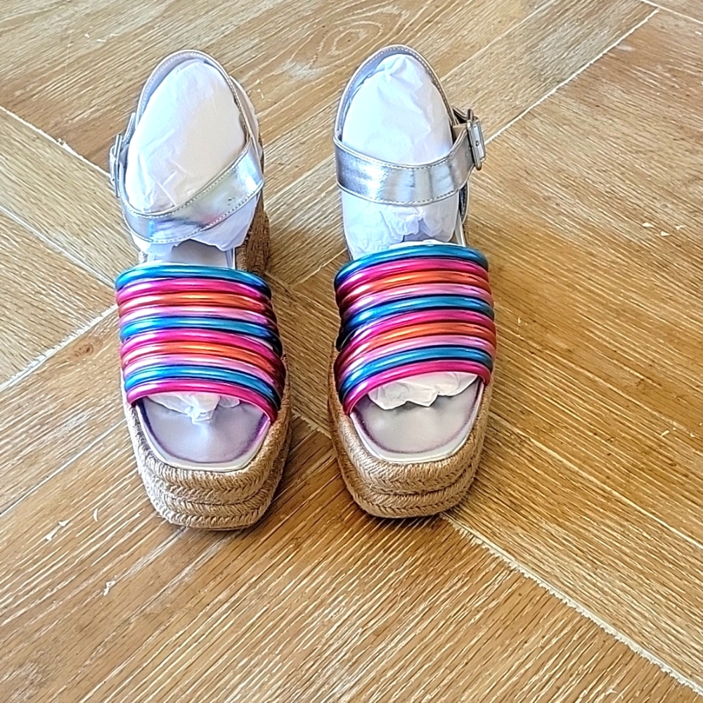 Colorful Metallic Platform Sandals - Picture 2 of 7